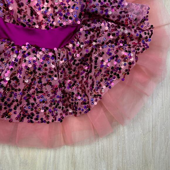 Curtain Call Costumes Pink Peach Paradise Sequin Tulle Dance Recital Dress CSM - Picture 3 of 16
